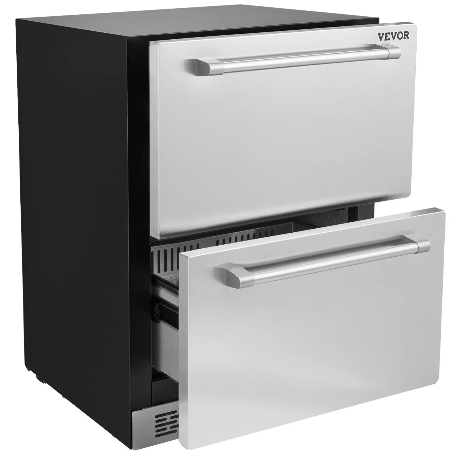 24" Undercounter Refrigerator, 2 Drawer Wine Refrigerator with Different Temperature, 4.87 Cu.ft. Capacity, Waterproof Indoor and Outdoor Under Counter Drawer Fridge for Home Use