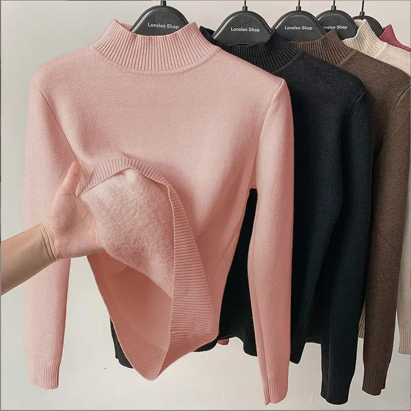 Pink semi high neck one piece velvet