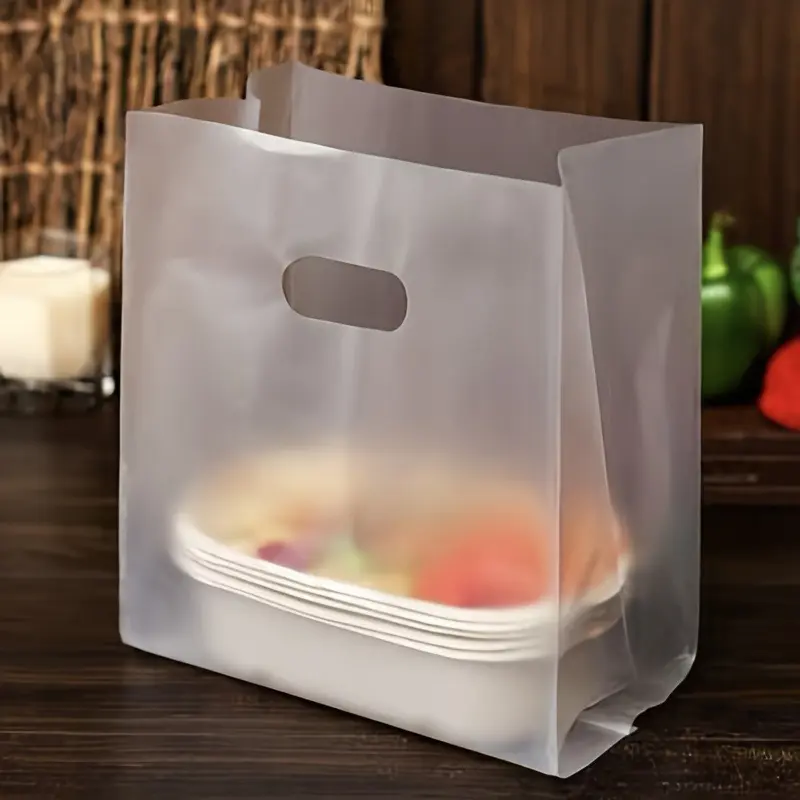 50pcs Transparent Plastic Gift Bags with Handles - Clear Plastic Gift Bags, Gift Wrapping Supplies, Baking Packaging Bags, Cake Shops, Desserts, Pastries, Thickened Packaging Bags - Perfect for Weddings, Birthdays, and Parties - Food Safe