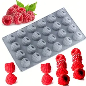 Silicone Reusable Mold for Raspberry-Shaped Cakes, Tarts & Mousse Desserts - Non-Stick Bakeware with Central Fruit Pit Cutouts, Silicone Molds, Easy Release Baking Mold for Homemade Pastries, Party Desserts Baking Supplies (Raspberries)