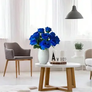 20/30/40pcs Artificial Rose Flowers, Deep Blue Fake Roses for DIY Wedding Bouquet Centerpiece Decor, Valentine's Day Gift Decoration, Decorative Flowers