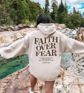 Faith Over Fear Christian 2 Sides Hoodie/Sweatshirt/T-Shirt, For Men, For Women - Unisex Style, 100% Cotton, Pullover christian hoodie