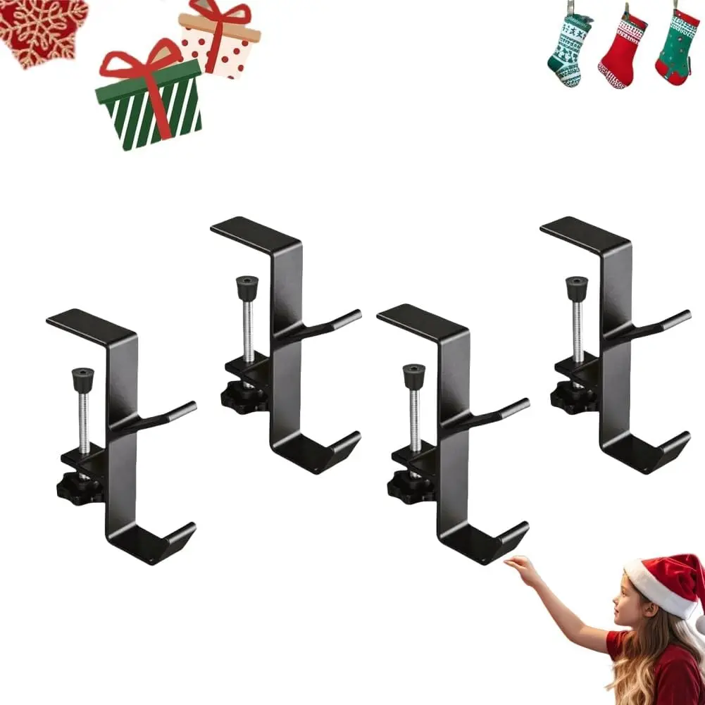 2 in 1 Garland Hangers and Fireplace Stocking Holders，Mantel Hanger for Garland Hooks for Christmas Adjustable No Drill Mantle Hooks Stocking Hanger for Fireplace Xmas Holiday Home Party Decoration