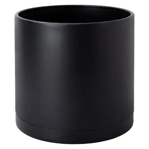 14 Inch Black Plastic Planter Pots for  Pot with Drainage Hole and Seamless Saucers, 74-X-B-4