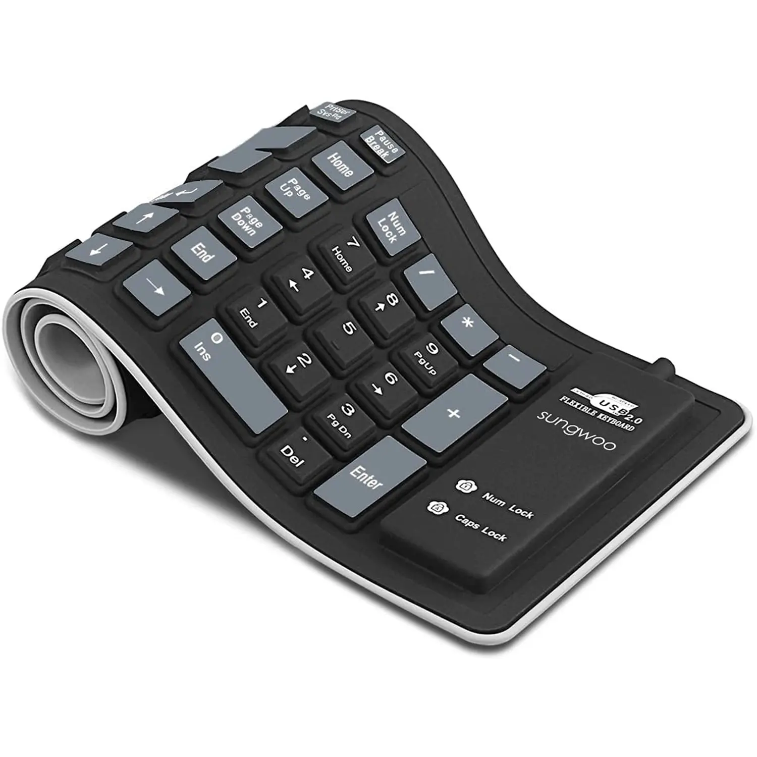 Portable Foldable Silicone Keyboard, USB Wired Roll-Up Waterproof 103-Key Keyboard, Lightweight Quiet Typing Keyboard for Laptop, PC & Travel Use