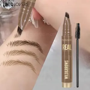 2PCS/Set Wild Natural Liquid Brow Pen+Brush - Microblading Eyebrow Pencil with Brow-Fection Angled Brush, Waterproof, Soft Bristles, Natural-Looking Brows, Volumizing Brow Filler, Last All Day for Women Makeup