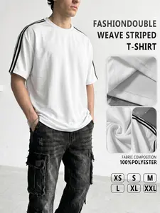 Men's Fashion Loose Fit Short Sleeve T-Shirt, Sports Tee, Activewear Tee, Active Tops, Athletic T Shirts, Athleisure Wear, Webbing Sporty College Style, Spring Summer School Streetwear, Casual Long Top