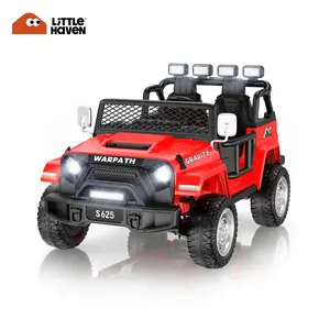 Little Haven 24V 2-Seater Jeep Ride-On – Puncture-Proof EVA Tires, Y-Point Safety Harness, Soft-Start & Music Playback – Sporty Red