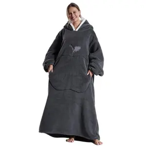 Oversized Wearable Blanket Hoodie Sweatshirt Gifts for Women and Men, Plus Size Warm and Cozy Giant Blanket Hoodie, Thick Flannel Blanket with Sleeves and Giant Pocket??gift??Gift
