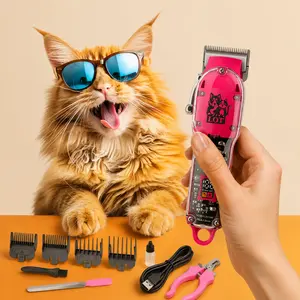 Pet Electric Clipper Set—USB rechargeable and low-noise, suitable for grooming cats and dogs; a professional pet shaver ideal for large, medium, and small dogs, as well as puppies and kittens.