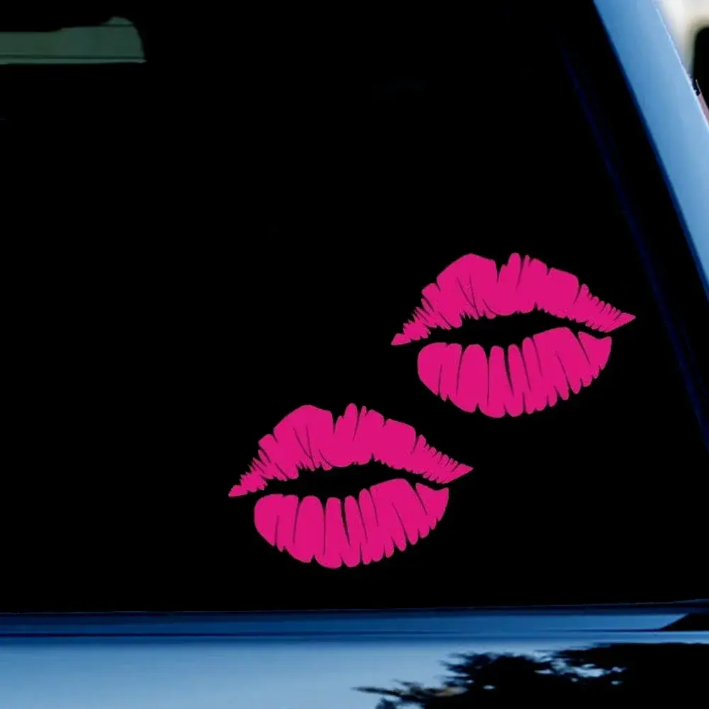 3.8inchx5.5inch Kiss Mark Lips Bumper Sticker Decal for Truck Car, Pink