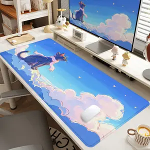 1pc Extra Large Cat on Clouds Mouse Pad Dreamy Desk Pad,Computer Keyboard Mousepad with Non - Slip Rubber Base Durable Stitched Edge Perfect Gift for Home and Office