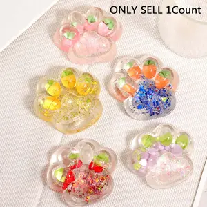 Cat Paw Design Squishy Toy, 1 Count Transparent Fruit-themed Cat Paw Squeeze Toy, Cute Soft Squishy Sensory Toy for Adults & Teens, Kawaii Squishies