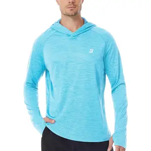 UPF 50+ Fishing Shirts for Men, Long Sleeve SPF UV Sun Protection Hoodie with Thumb Holes Swim Running Rash Guard