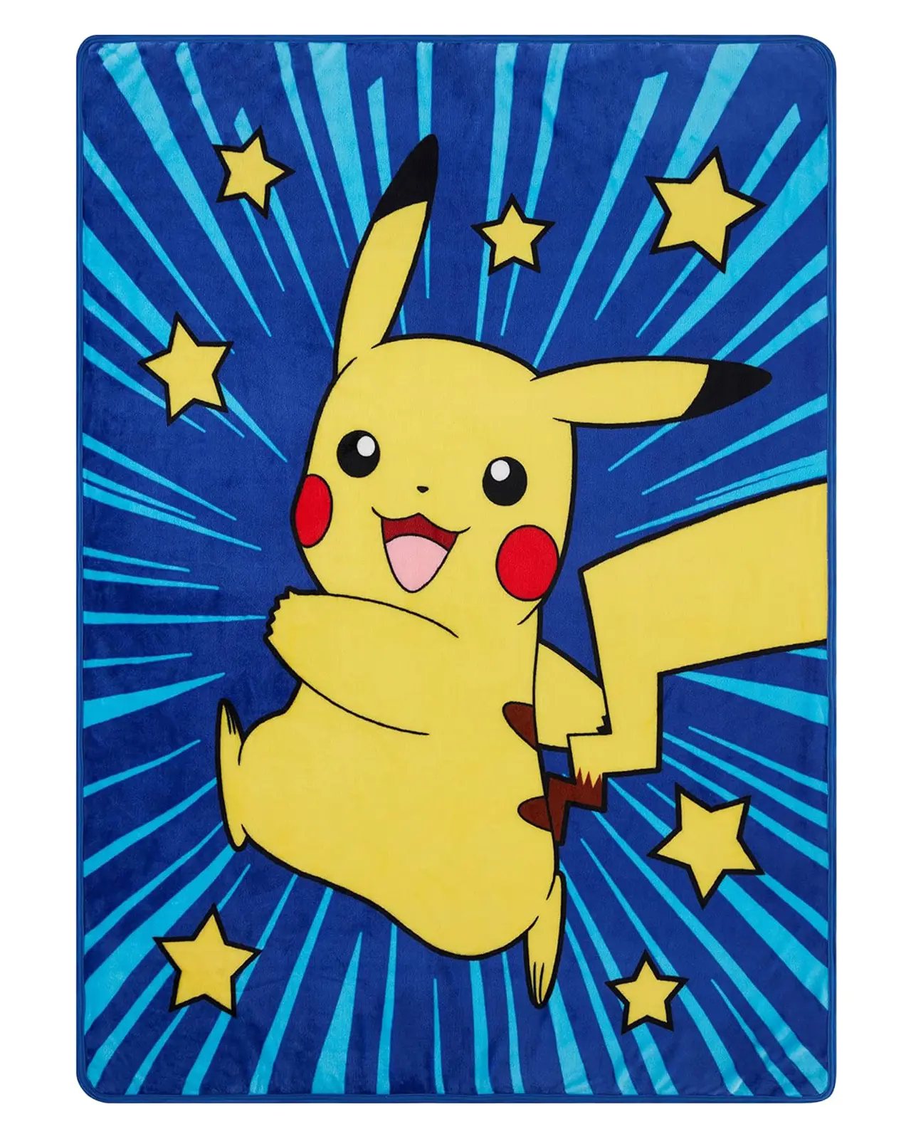 Pokemon Pikachu Light Beams and Stars Throw Blanket 46"x 60"  Cozy Soft Fleece Lap Blanket