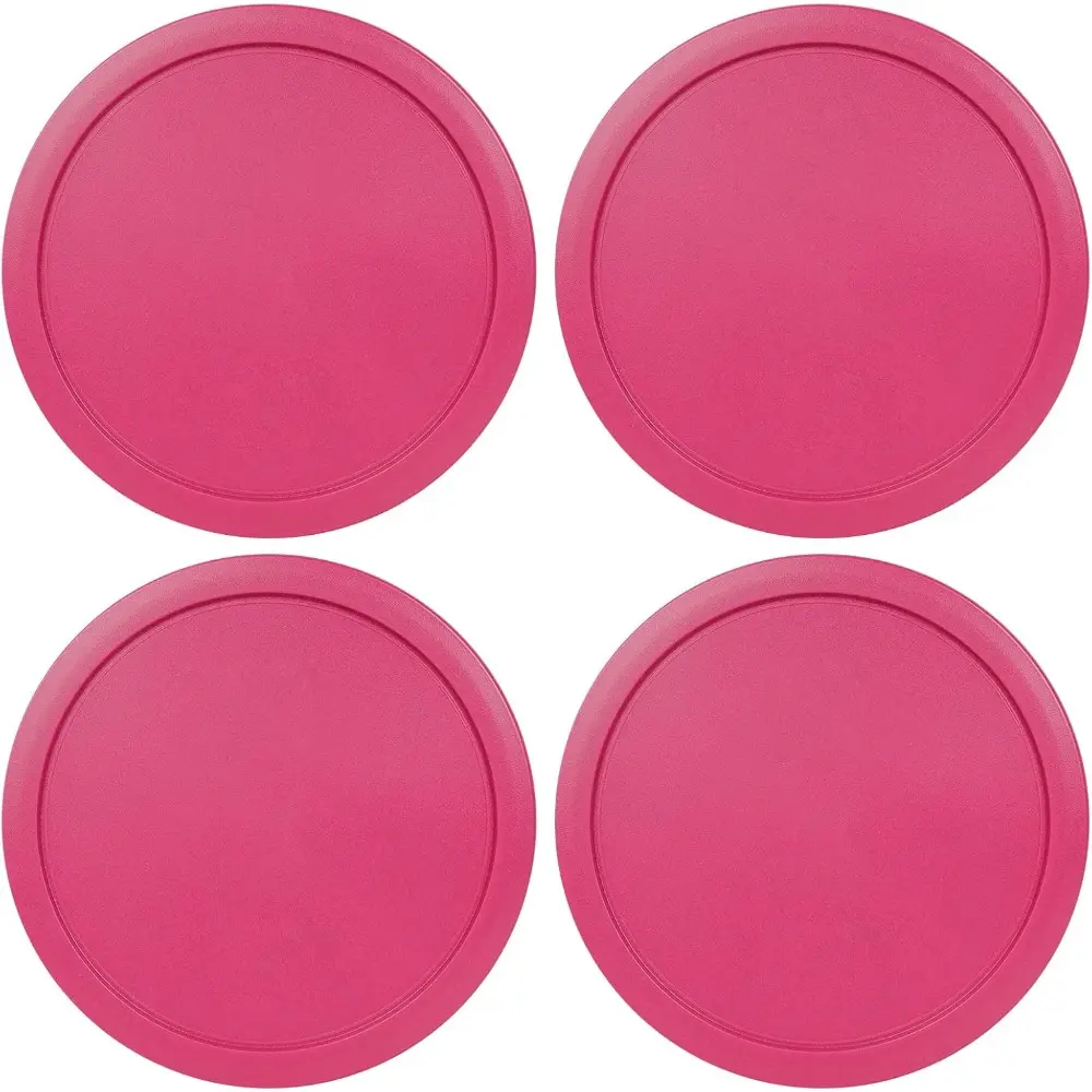 Airtight Leakproof 7.5-Inch Round Plastic Kitchen Replacement Lids 4-Pack Fuchsia, Compatible with 6/7-Cup Pyrex Glass Food Storage Containers & Pyrex 7402-PC