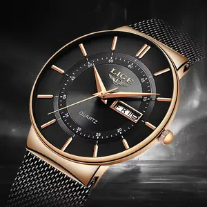LIGE Minimalistic Fashion Casual Men's Dress Watch with Calendar Ultra Light and Thin Design with Mesh Strap