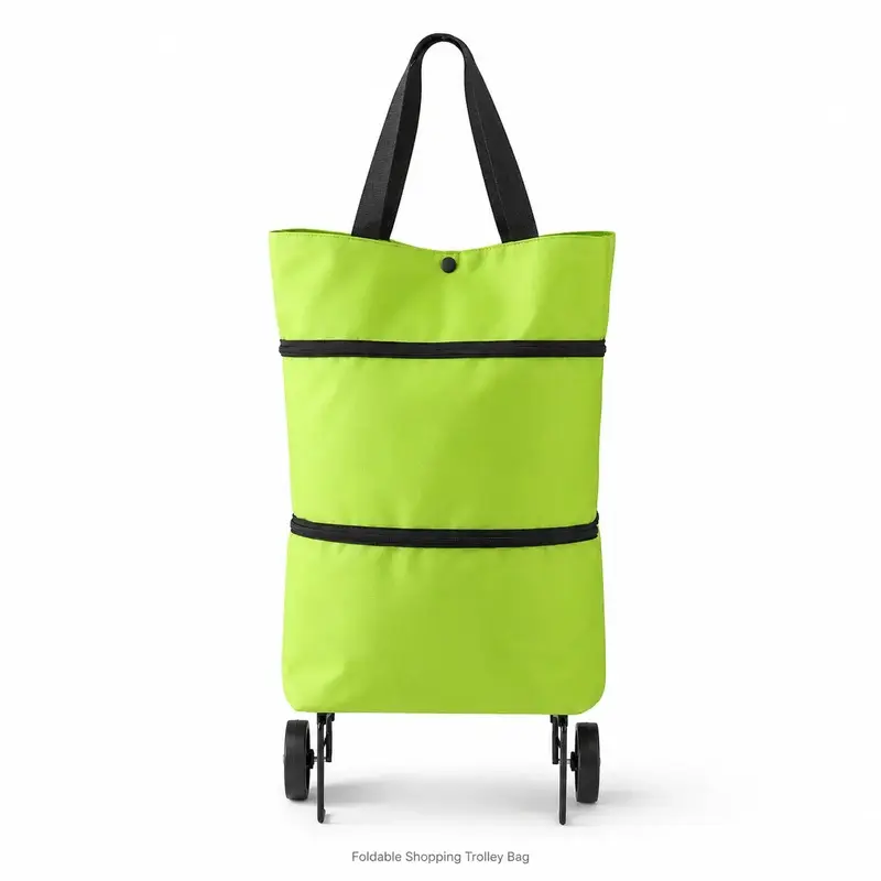 [10inch*18inch]Foldable Shopping Trolley Bag with Wheels, Portable Reusable Grocery Tote, Lightweight Rolling Shopping Cart Bag with Carry Handles for Supermarket, Travel, Laundry and Daily Use