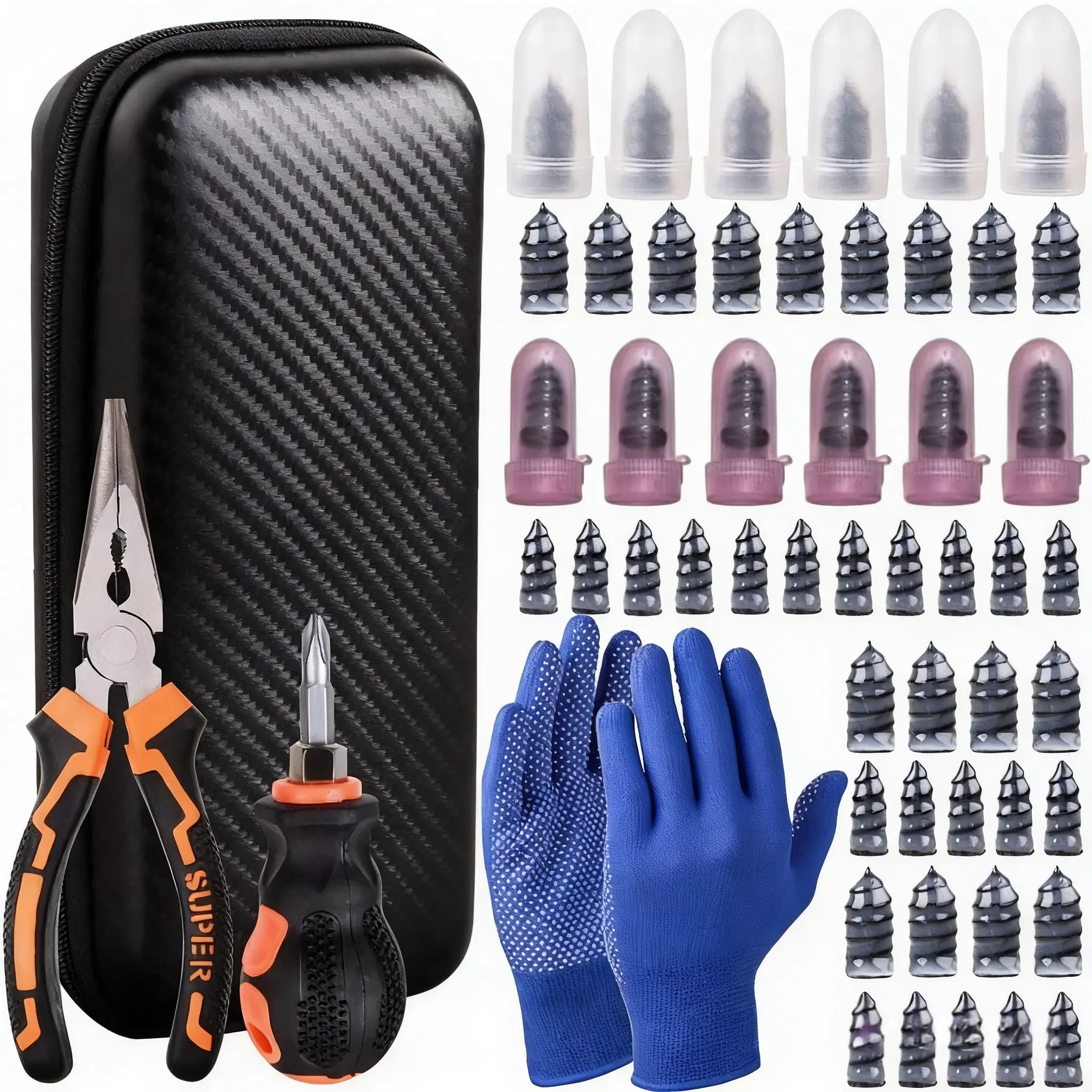 100Pcs Tire Screw Plug Repair Kit – No Tire Removal Needed, Sidewall Repair Capable, Patch Plug Tools + Portable Bag – Quick Flat Fix for Car, Truck, Motorcycle & SUV