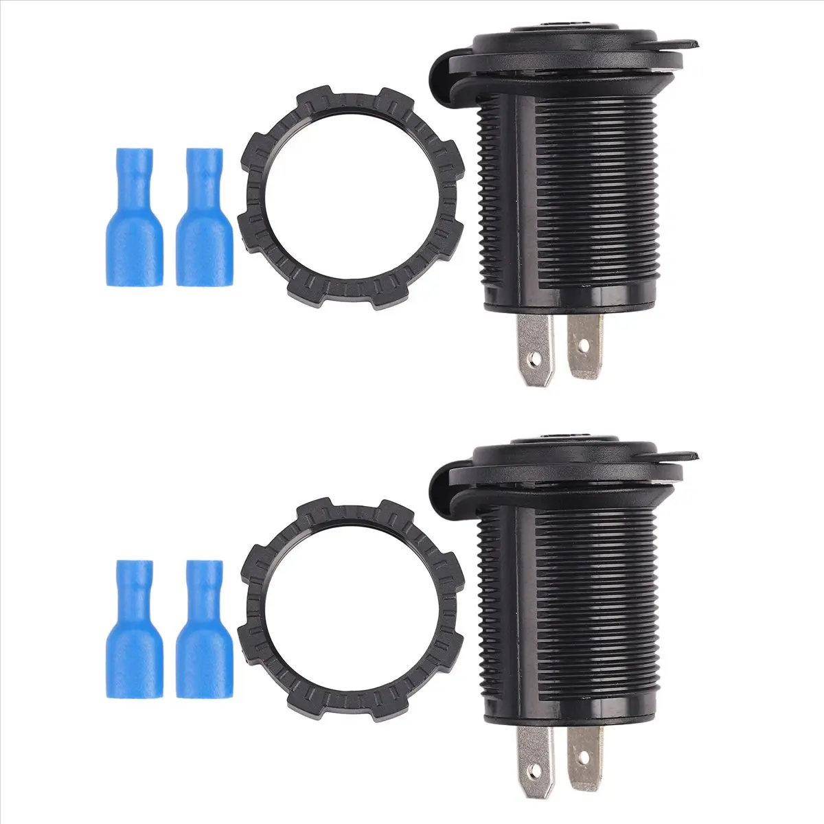 Automotive 2X 12V Waterproof Car Cigarette Lighter Socket, USB Charger Power Adapter Outlet SM