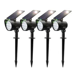 ALUSSO Solar Spot Lights Outdoor Motion Sensor, 3CCT Dimmable Solar Landscape Spotlights, Always On Flag Pole Light, IP65 Waterproof Landscape Lighting for Outside Yard Pathway Garden, 4 Pack