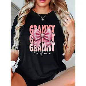 100% Cotton Unisex Grammy Coquette Bow Pink Cute Grandma Mother’s Day T-Shirt – Soft & Breathable, Lounge & Party Wear, Gift for Her