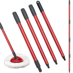 4-Section Adjustable Stainless Steel Replacement Handle, Lightweight Plastic-Enhanced Extension Pole Mop for Microfiber Mop Pads, Replaceable Head Home Cleaning Supply, Extension Pole Mops