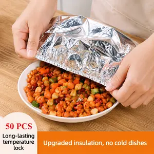 Reusable Aluminum Foil Food Covers Elastic Lids Universal Fit Bowls Plates Fresh Warm For Home Parties Picnics Meal Prep Leftovers Microwave Safe Easy Clean Alternative To Plastic Wrap 50Pcs 100Pcs 150Pcs Fits 411 Inches Kitchen Must Have Flexible