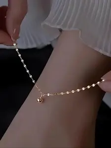 Metallic Sequin Bead Anklet, Simple Daily Wear Jewelry for Women, Elegant Foot Accessory, Perfect for Casual