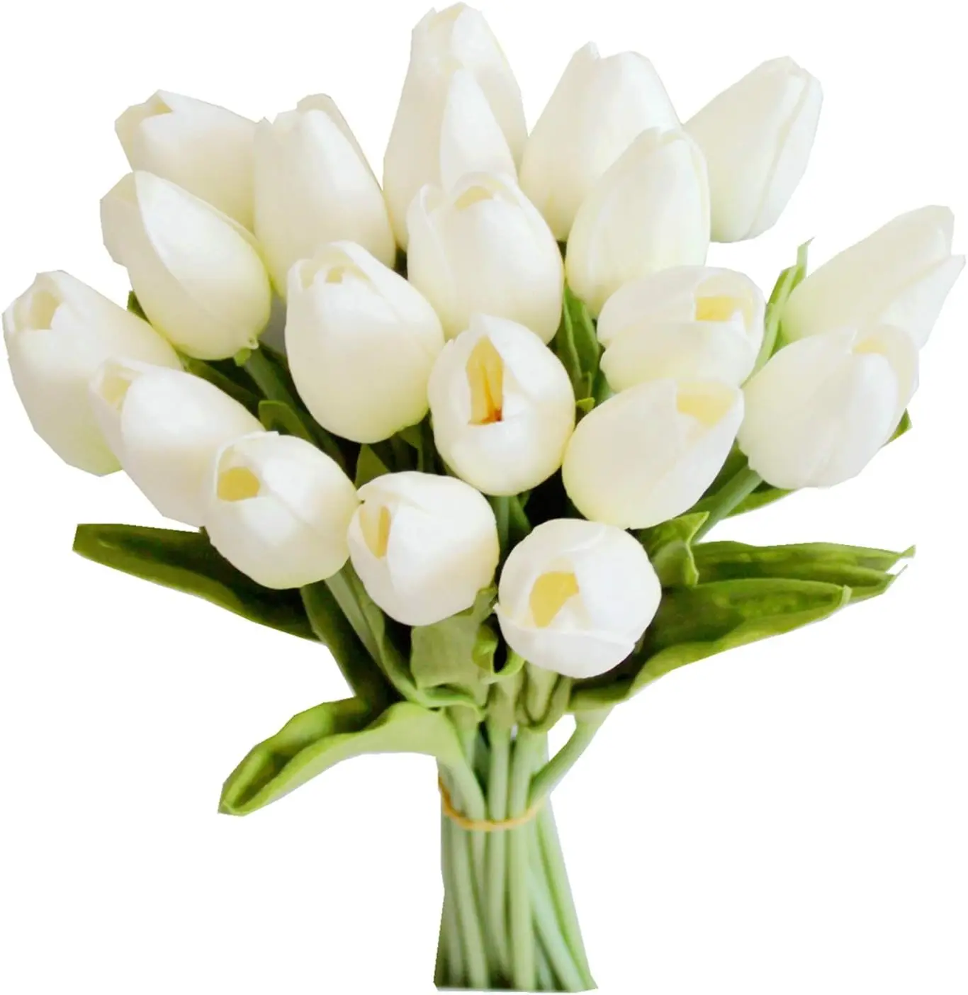 20pcs White Flowers Artificial Tulip Silk Fake Flowers 13.5" for Mother's Day Easter Valentine’s Day Gifts in Bulk Home Kitchen Wedding Decorations