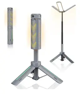 Rechargeable 8000mAh Camping and Work Light with Adjustable Stand 3.4 ft, 3000 Lumen Cordless Work Light Featuring 3 Adjustable Heads, Dimmable Emergency Flashlight with Telescopic Tripod