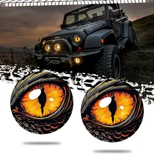 DIBMS 2 Pack 3D Stereo Beast Eye Headlight Sticker, round Eye Sticker Suitable for Jeep Headlights, Fun Car and Truck Body Window Bumper Decorative Stickers Vehicle Exterior Decoration decals for truck