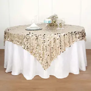 Sequin Table Overlay 72"x72" Champagne - Big Payette Table Topper