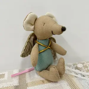 Nordic Style Fabric Art Mouse Doll Thumb Doll Toy Soft Stuffed Animal Cute Angel Wings Mouse Doll Zodiac Gift Birthday Gift Rag Doll Small Decoratio Soft Cuddly Gift Stuffed Animal Gifts Cute Stuffed Animals