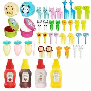 42pcs/set Cute Mini Portable Sauce Bottles for Bento, Salad Dressing and Ketchup Dispenser, Plastic Condiment Squeeze Bottles/Lunch Sauce Bottles for Barbecue