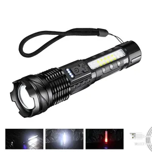 Strong Light Flashlight Portable Rechargeable Bright Household LED Lamp Built in Battery with Power Display