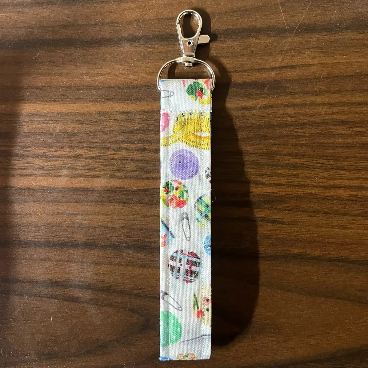 Tossed Sewing Notions Fabric Keychain Wristlet