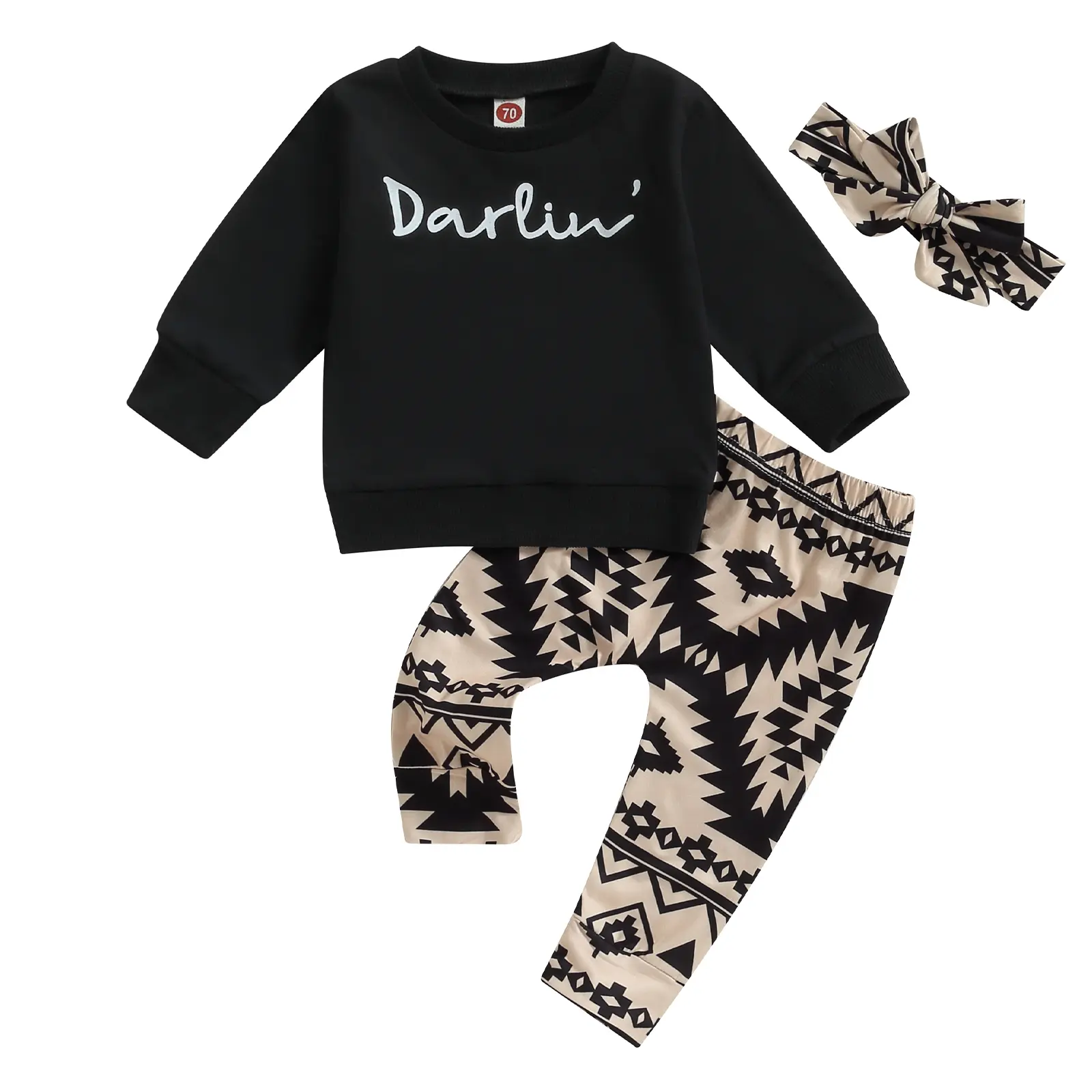 Meihuida 3Pcs Baby Girl Western Outfits Cowgirl Sweatshirt + Pants + Headband 0 6 12 18 24 Months 2T 3T Clothes