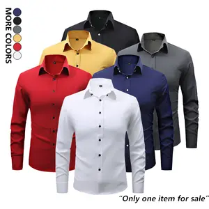 Men's Solid Color Business Button-Down Shirts, Casual Office Wear, Versatile for Wedding Banquets, Daily Outings, Outdoor Activities & Business Meetings