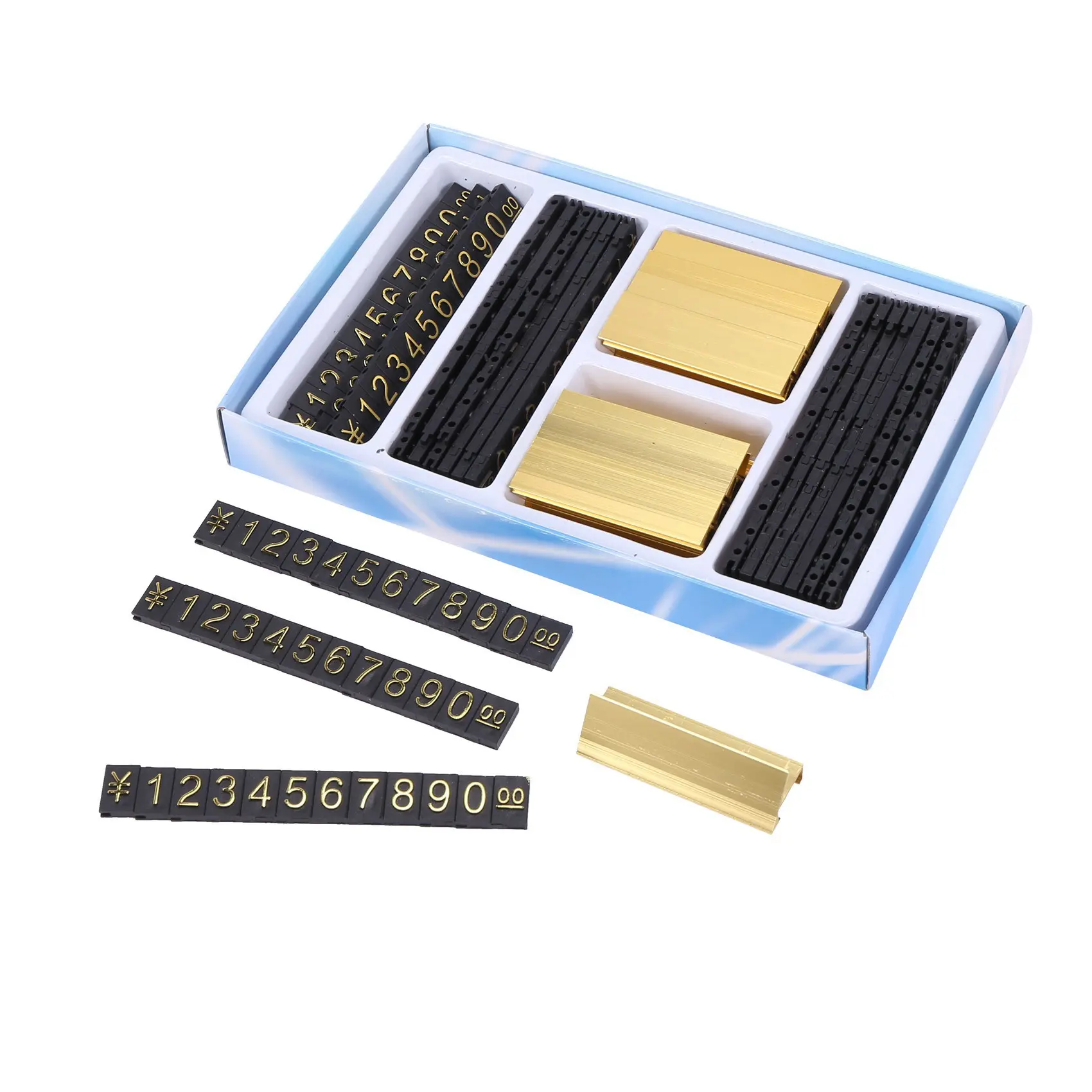 19-Piece Gold-Tone Metal Price Tags with Arabic Numerals, Office Supplies for Tool Organizers, Tool Racks & Bars