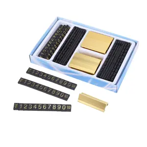 19-Piece Gold-Tone Metal Price Tags with Arabic Numerals, Office Supplies for Tool Organizers, Tool Racks & Bars
