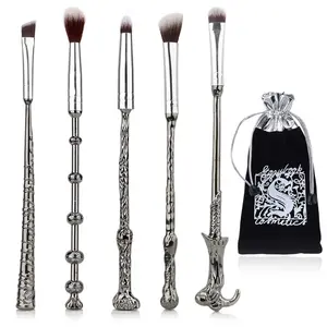 5 Pcs Potter Makeup Brush Set, Wizard Magic Wand Brush for Foundation Eye Shadow Eyeliner Blending Pencil Lip Professional Makeup Tools with A Gift Bag springtok
