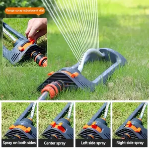 Professional Automatic Swinging Sprinkler Nozzle 19-Hole Rotating Head Ergonomic Handle Adjustable Spray Sturdy Durable Efficient Watering Garden Lawn Sprinkler for Flower Beds Lawns Dynamic Irrigation Systems