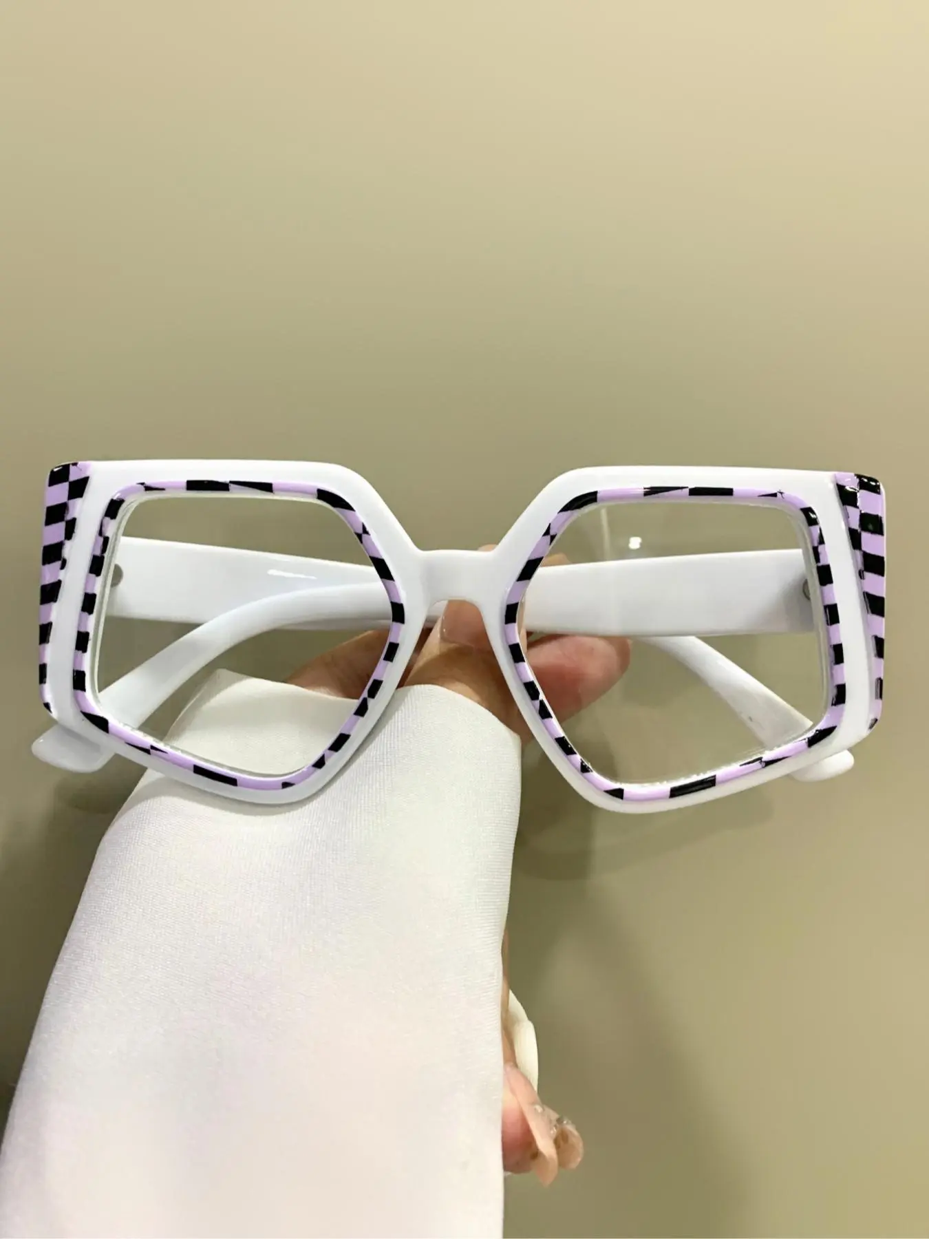 Unisex Fashionable Trendy Stripe Pattern Geometric Frame Eyeglasses, Stylish Trendy Eyewear, Casual  Anti Blue Light Eyeglasses for Work, Daily Clothing Decor, Perfect for Student Daily Use