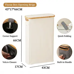 Multi-Functional Dust-Proof Storage Box for Household Items, Foldable Storage Basket with Tissue Compartment, Laundry and Organization Solution