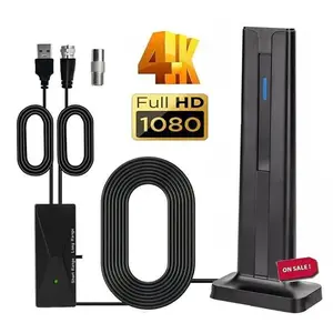1080P 4K Ultra HD Digital TV Antenna with 5m Cable, USB Powered Indoor Signal Booster, Compatible with Smart & Old Tvs