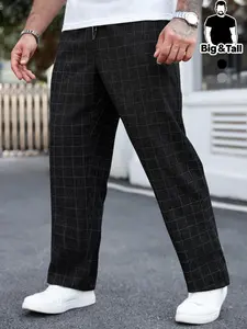 Men's Plaid Print Elastic Waist Pants, Fashion Casual Street Trousers, Loose Comfortable Daily Wear, All Seasons Fashion, Fitted Style, Casual Street Comfy