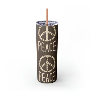 Skinny Tumbler with Straw, 20oz Bottle Drinkware Lid Plastic