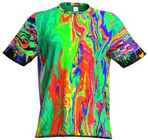 Neon T-Shirt Men Glow Blacklight UV Reactive Art Multicolor