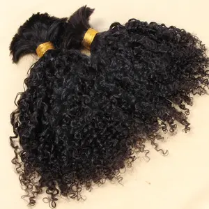 Afro Kinky Bulk Human Braiding Hair Unprocessed Burmese Remy Human Hair Extensions Micro Kinky Curly Braids Mini Braids Double Drown Full End Bulk Human Hair